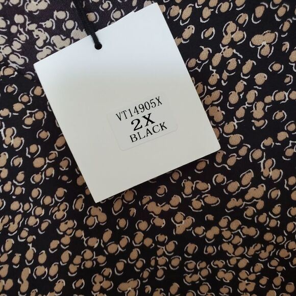 Very J Women's Plus Size Size 2XL Black and Tan Printed Long Sleeve Blouse - Picture 6 of 12